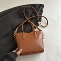 Brown PU leather tote bag with embossed fashion lettering and adjustable shoulder strap - Light Brown