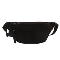 Minimalist black corduroy fanny pack with dual zippers and adjustable crossbody strap - Black