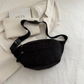 Minimalist black corduroy belt bag with adjustable strap for casual urban wear - Black
