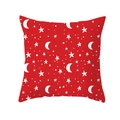 Housse de coussin rouge de Noël avec motif blanc de lune et d'étoiles scintillantes - 45x45cm (Sans Insert) / Point Étoile Lune Rouge (TPR223-39)