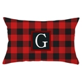 Christmas buffalo plaid lumbar pillow cover with white letter G printed on fabric - Letter G Style (YZ022-7)