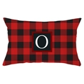 Red and black buffalo plaid lumbar pillow cover with white printed letter O - Letter O Style (YZ022-15)