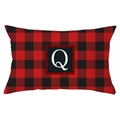Buffalo plaid rectangular waist pillowcase featuring a white letter Q print - Letter Q Style (YZ022-17)