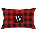 Christmas buffalo plaid lumbar pillowcase with white letter W on red and black grid - Letter W Style (YZ022-23)