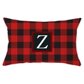 Red and black buffalo plaid lumbar pillow cover with white letter Z print design - Letter Z Style (YZ022-26)