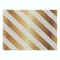 Rectangle table mat with modern white and gold diagonal stripes in textured fabric - Cd019-17 / 32*21cm (Waterproof Polyester Linen)