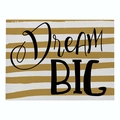 Modern cotton linen placemat with gold and white stripes and Dream BIG print - Cd019-14 / 32*21cm (Waterproof Polyester Linen)