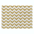 Rectangular yellow and white chevron striped placemat with woven cotton linen texture - Cd019-16 / 32*21cm (Waterproof Polyester Linen)