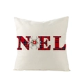 Housse de coussin Noël avec lettres en tissu écossais rouge et flocon blanc - 45x45CM (Sans Noyau) / Motif Appliqué à Carreaux NOEL (JYM085-8)