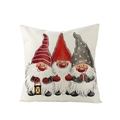 Housse de coussin de Noël avec trois gnomes festifs sur tissu texturé - 45x45CM (Sans Noyau) / Motif Gnomes de Noël (JYM085-9)