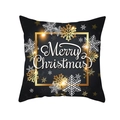 Federa Merry Christmas nero e oro con fiocchi di neve e consistenza morbida pelle di pesca - Stile Fiocco di Neve Buon Natale (TPR220-1)