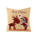 Housse de coussin Noël en polyester beige avec motif de renne et petit garçon - 45x45CM (Sans Noyau) / Style Renne et Garçon (JYM085-10)