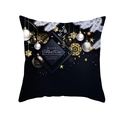Federa natalizia nera con scritte dorate e motivi decorativi di fiocchi di neve - Stile Palle di Natale e Fiocco di Neve (TPR220-2)