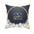 Federa blu navy con renna dorata e stampa Merry Christmas in pelle di pesca - Stile Testa di Renna Cerchio Dorato Buon Natale (TPR220-4)