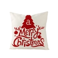 Housse de coussin de Noël en polyester avec sapin rouge et cerf sur tissu crème - 45x45CM (Sans Noyau) / Renne Sapin de Noël Rouge (JYM085-13)