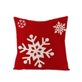 Housse de coussin Noël rouge avec flocons blancs en tissu polyester texturé - 45x45CM (Sans Noyau) / Style Trois Flocons de Neige Rouge (JYM085-14)
