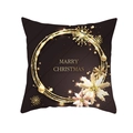Housse de coussin Noël en peau de pêche noir et or avec couronne dorée et texte - Style Couronne Dorée Café Foncé Joyeux Noël (TPR220-6)