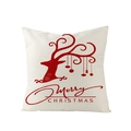 Housse de coussin de Noël blanc crème avec motif de renne rouge et texte Merry Christmas - 45x45CM (Sans Noyau) / Renne Abstrait Merry (JYM085-15)