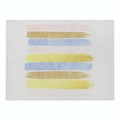 Linen placemat with hand-painted pink, gold glitter and blue stripes on white background - Cd019-27 / 32*21cm (Waterproof Polyester Linen)