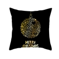 Housse de coussin Noël noire en peau de pêche avec motif coeur doré et texte de fête - Style Cœurs Boule de Noël (TPR220-9)