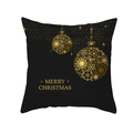 Housse de coussin de Noël en peau de pêche avec motifs flocons dorés sur fond noir élégant - Style Impression Noir Or Flocon de Neige Boule Suspendue (TPR220-11)