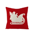 Housse de coussin de Noël rouge avec motif Père Noël blanc et texture en lin - 45x45CM (Sans Noyau) / Fond Rouge Traîneau (JYM085-21)