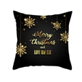 Housse de coussin en peau de pêche avec flocon de neige doré et lettrage festif - Style Flocon de Neige Noir Or et Texte de Noël (TPR220-13)