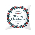 Christmas peach skin pillowcase with red floral wreath and holiday greetings print - Red Floral Wreath Style (TPR224-3)