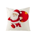Housse de coussin de Noël avec motif Père Noël courant sur tissu polyester crème - 45x45CM (Sans Noyau) / Père Noël Qui Court (JYM085-22)