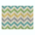 Striped cotton linen placemat with colorful chevron pattern in green, yellow, and grey - Cd019-11 / 32*21cm (Waterproof Polyester Linen)