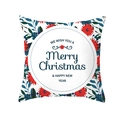 Christmas peach skin pillowcase with red poinsettia floral prints and holiday greetings - Floral Border Style (TPR224-4)