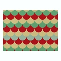 Rectangle cotton linen placemat with colorful vintage scallop pattern and woven texture - Cd019-3 / 32*21cm (Waterproof Polyester Linen)