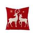 Housse de coussin de Noël rouge avec imprimé rennes et flocons en tissu polyester - 45x45CM (Sans Noyau) / Deux Rennes Rouge (JYM085-24)