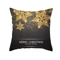 Housse de coussin noire avec flocon de neige doré et vœux de Joyeux Noël - Style Flocon de Neige Doré et Poussière d'Étoiles (TPR220-17)