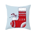 Light blue Christmas pillowcase with festive snowman and red stocking print design - Snowman Christmas Sock Style (TPR224-6)