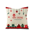 Housse de coussin de Noël avec renne et cabane imprimés sur tissu beige - 45x45CM (Sans Noyau) / Style Cabane Enneigée (JYM085-25)