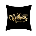Housse de coussin noire avec texte doré Merry Christmas et Happy New Year élégant - Style Souhaits de Noël Nouvel An Noir Or (TPR220-19)