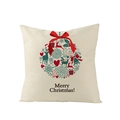 Housse de coussin de Noël avec boule festive rouge et renne sur texture lin beige - 45x45CM (Sans Noyau) / Boule de Noël à Noeud (JYM085-27)
