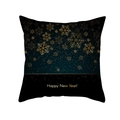Housse de coussin noire et dorée avec texte Happy New Year et motifs de flocons - Style Dégradé de Flocon de Neige Doré Bonne Année (TPR220-22)