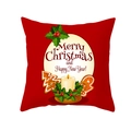 Red peach skin Christmas pillowcase with Merry Christmas text and festive holiday motifs - Gingerbread Man Candle Style (TPR224-11)