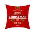 Red Christmas peach skin pillow cover featuring green trees and festive holiday graphics - Three Christmas Trees Style (TPR224-12)