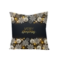 Black and gold Merry Christmas pillow case with snowflake and star patterns - Artistic Text Christmas Ball (JYM068-3) / 45*45cm (Pillow Not Included)