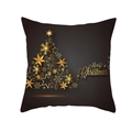 Housse de coussin noire avec sapin de Noël doré et inscription Merry Christmas - Style Sapin de Noël Flocon de Neige Étoile Dorée (TPR220-24)