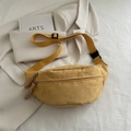 Bright yellow corduroy waist bag with adjustable strap and braided zipper detail - Yellow
