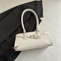 Sac hobo vintage en similicuir blanc avec boucles argentées et grande capacité d'épaule - Blanc