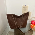 Braune Shopper-Tasche mit Leopardenmuster und goldener Kette für den Alltag - Braun