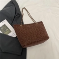 Leopard-Muster Shopper-Tasche mit goldener Kette für Pendler und modischen Look - Braun