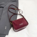 Burgundy leopard crossbody bag with top handle and adjustable strap in faux suede finish - Burgundy