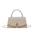 Elegante borsa beige con paillettes argento e fibbia in metallo alla moda - Oro