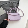 Minimalist light purple woven texture crossbody bag with flap and knot handle design - Purple